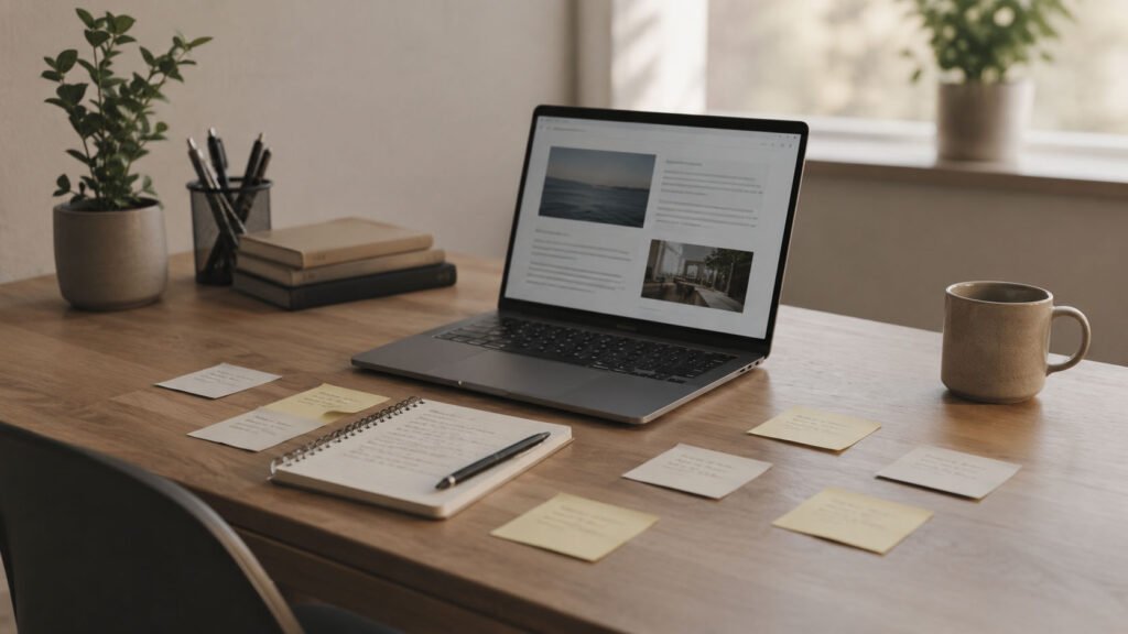 Planiranje bloga i sadržaja na laptopu